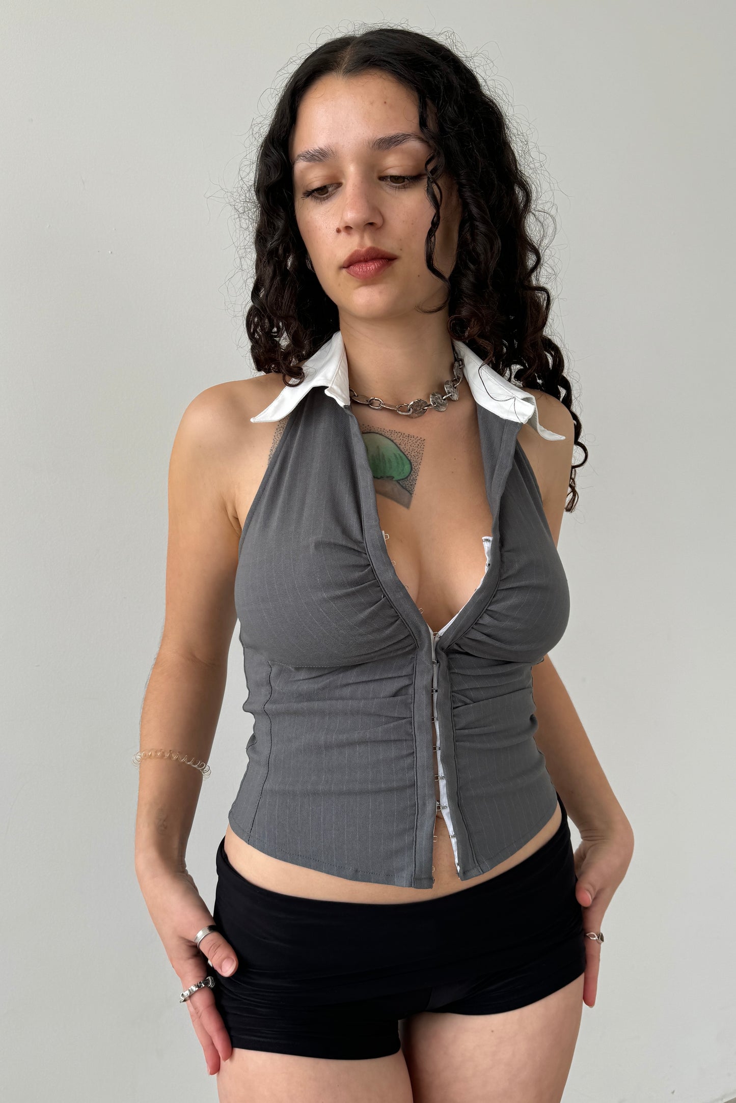 The Halter Lindsay - Slate Pinstripe