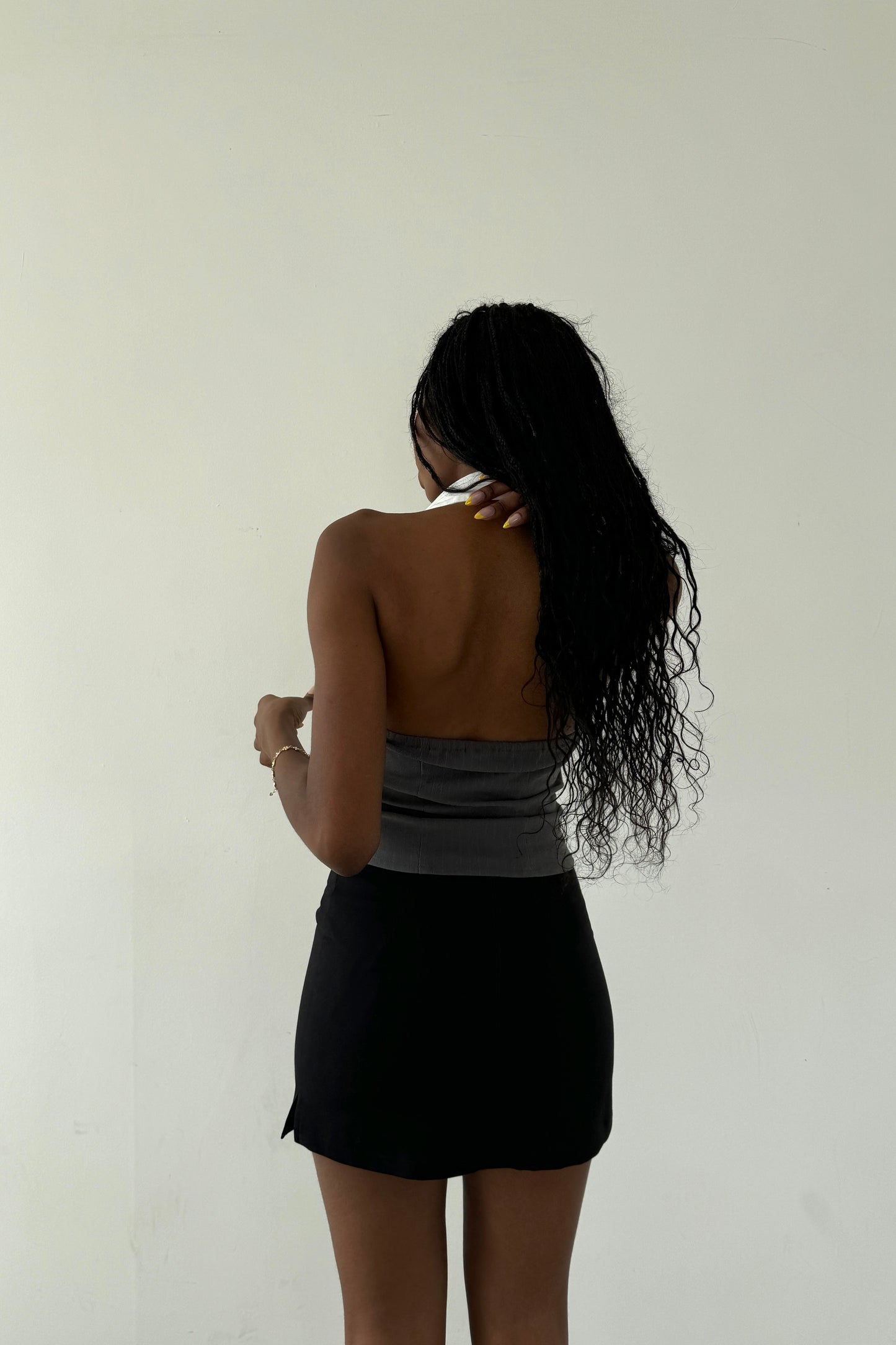 The Halter Lindsay - Slate Pinstripe