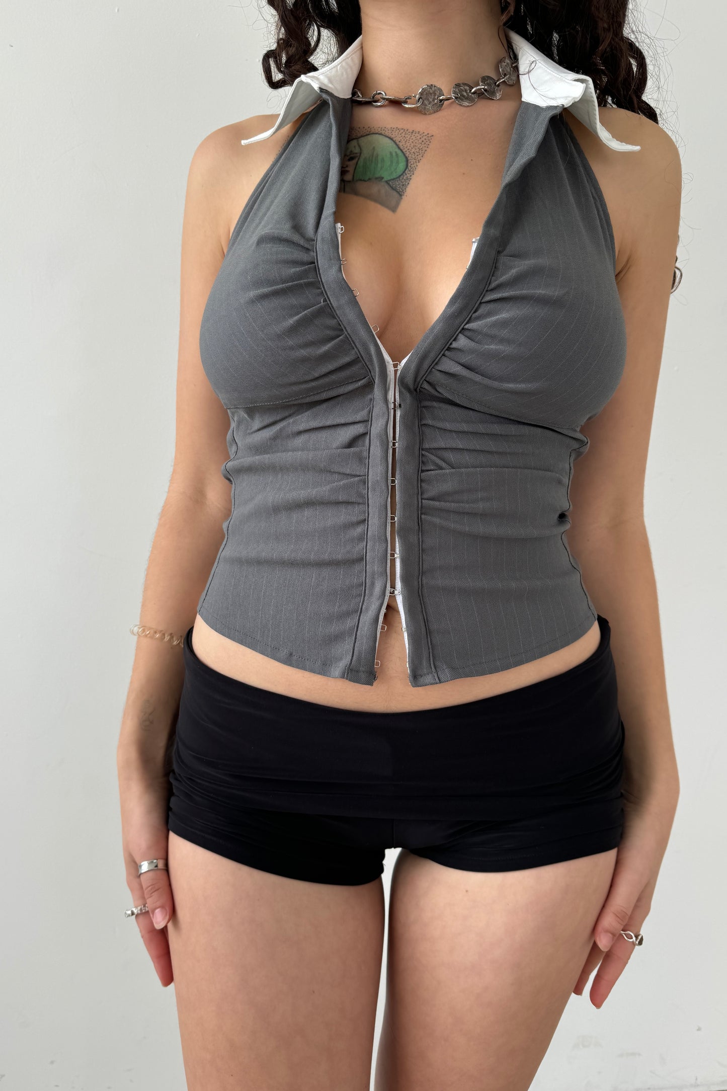 The Halter Lindsay - Slate Pinstripe