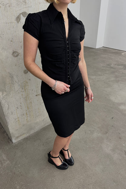 Cap Sleeve Lindsay Shirt -  Black