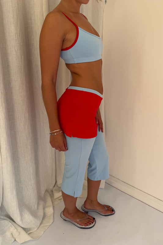 Flex Studio Capris - Soft Blue/Cherry