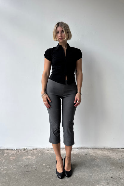Flared Capris - Slate Pinstripe