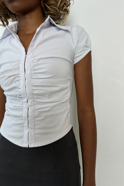 Cap Sleeve Lindsay Shirt - White