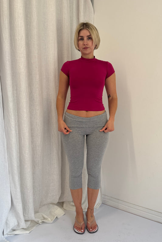 Mock Neck Top - Berry Pink