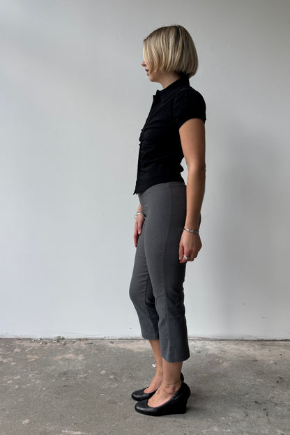 Flared Capris - Slate Pinstripe