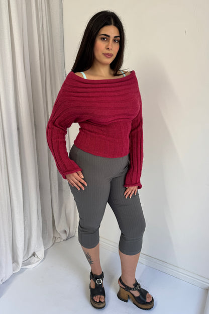 Flared Capris - Slate Pinstripe