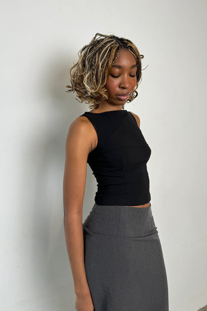 High Neck Top - Black