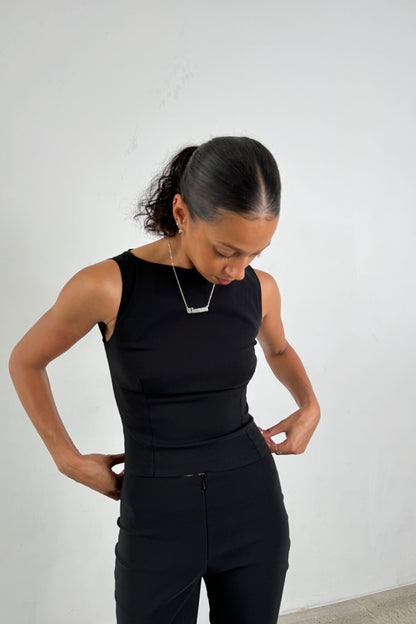 High Neck Top - Black