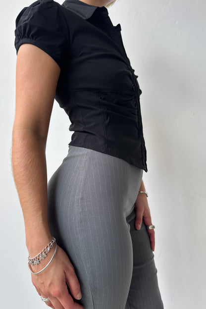 Cap Sleeve Lindsay Shirt -  Black
