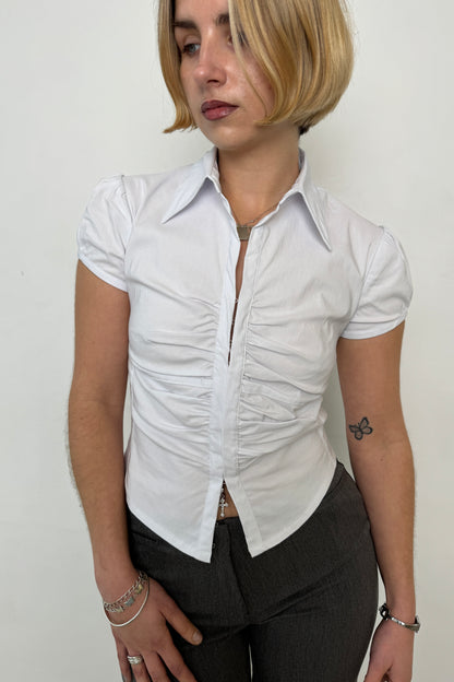 Cap Sleeve Lindsay Shirt - White