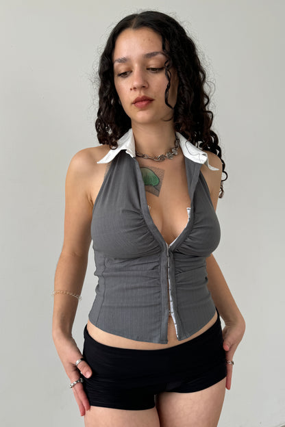 Halter Lindsay - Slate Pinstripe