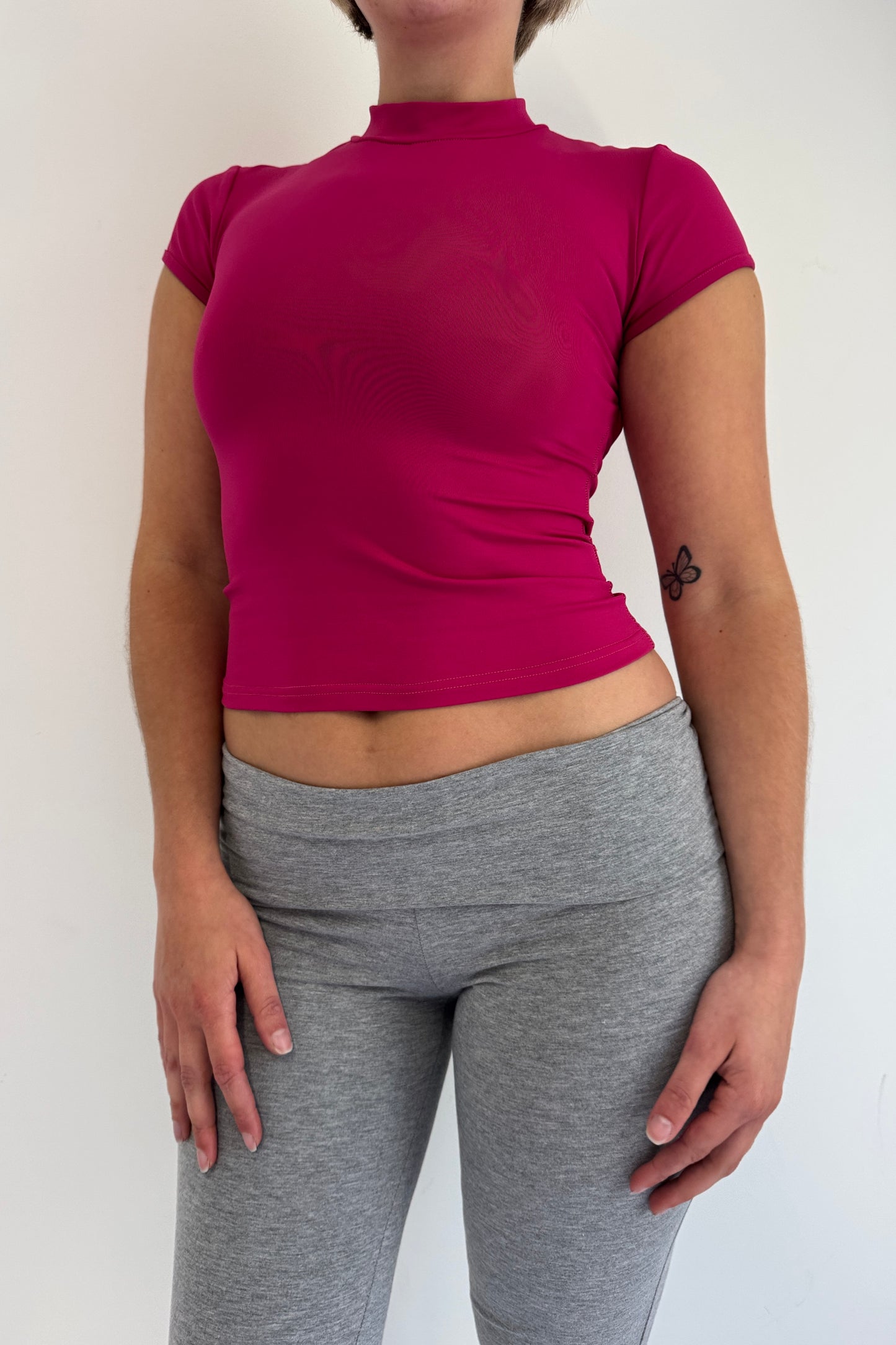 Mock Neck Top - Berry Pink