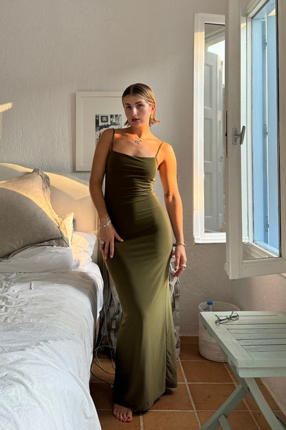 Slinky Maxi Dress - Khaki