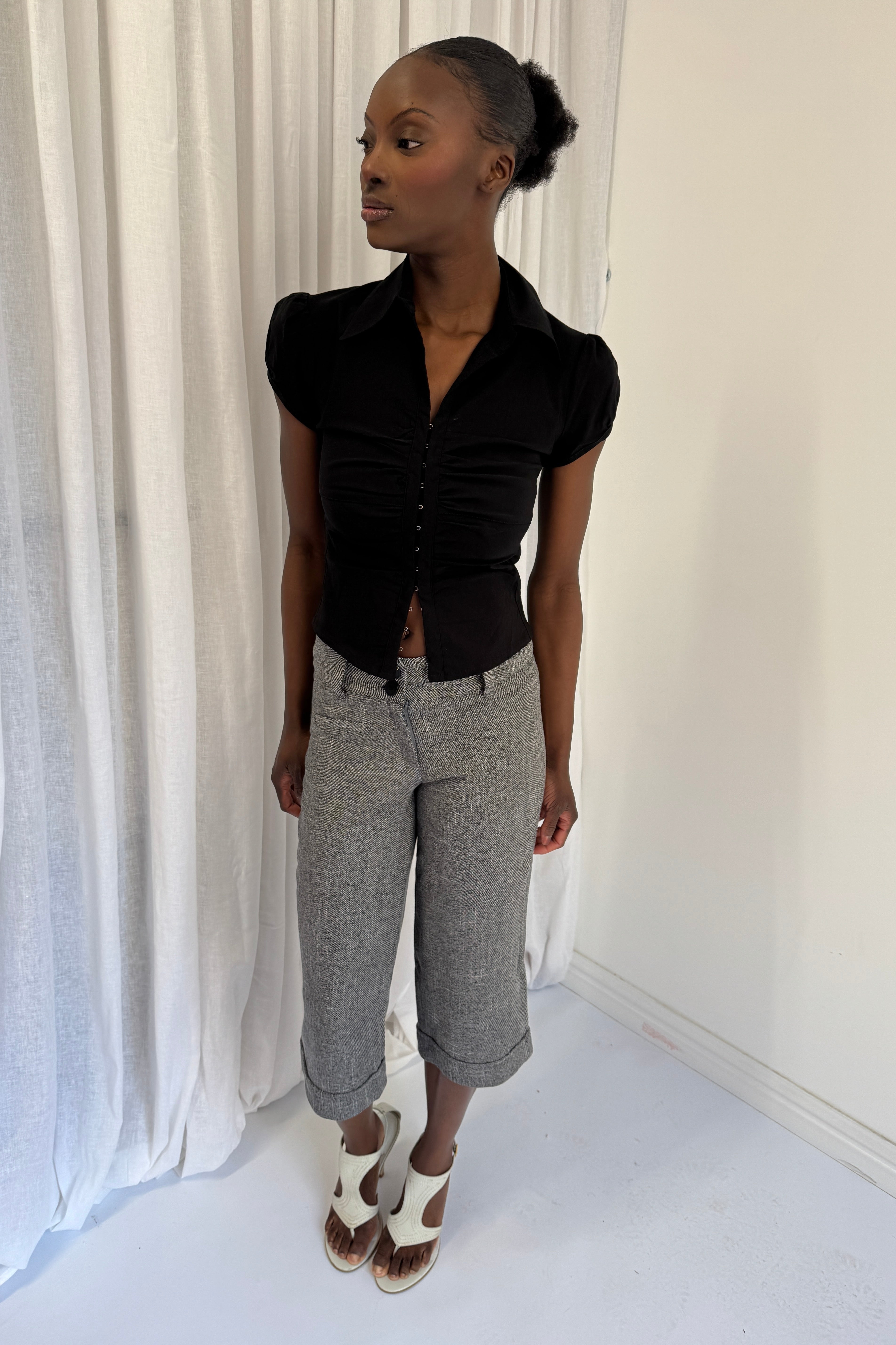 Cap Sleeve Lindsay Shirt - Black – Isabella Vrana