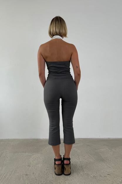 Flared Capris - Slate Pinstripe