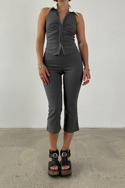Flared Capris - Slate Pinstripe