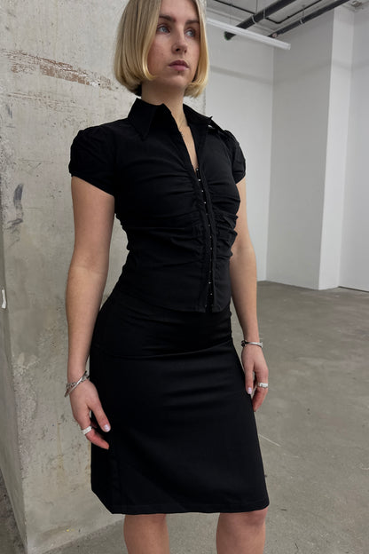 Cap Sleeve Lindsay Shirt -  Black