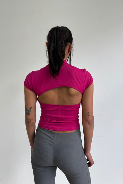 Mock Neck Top - Berry Pink